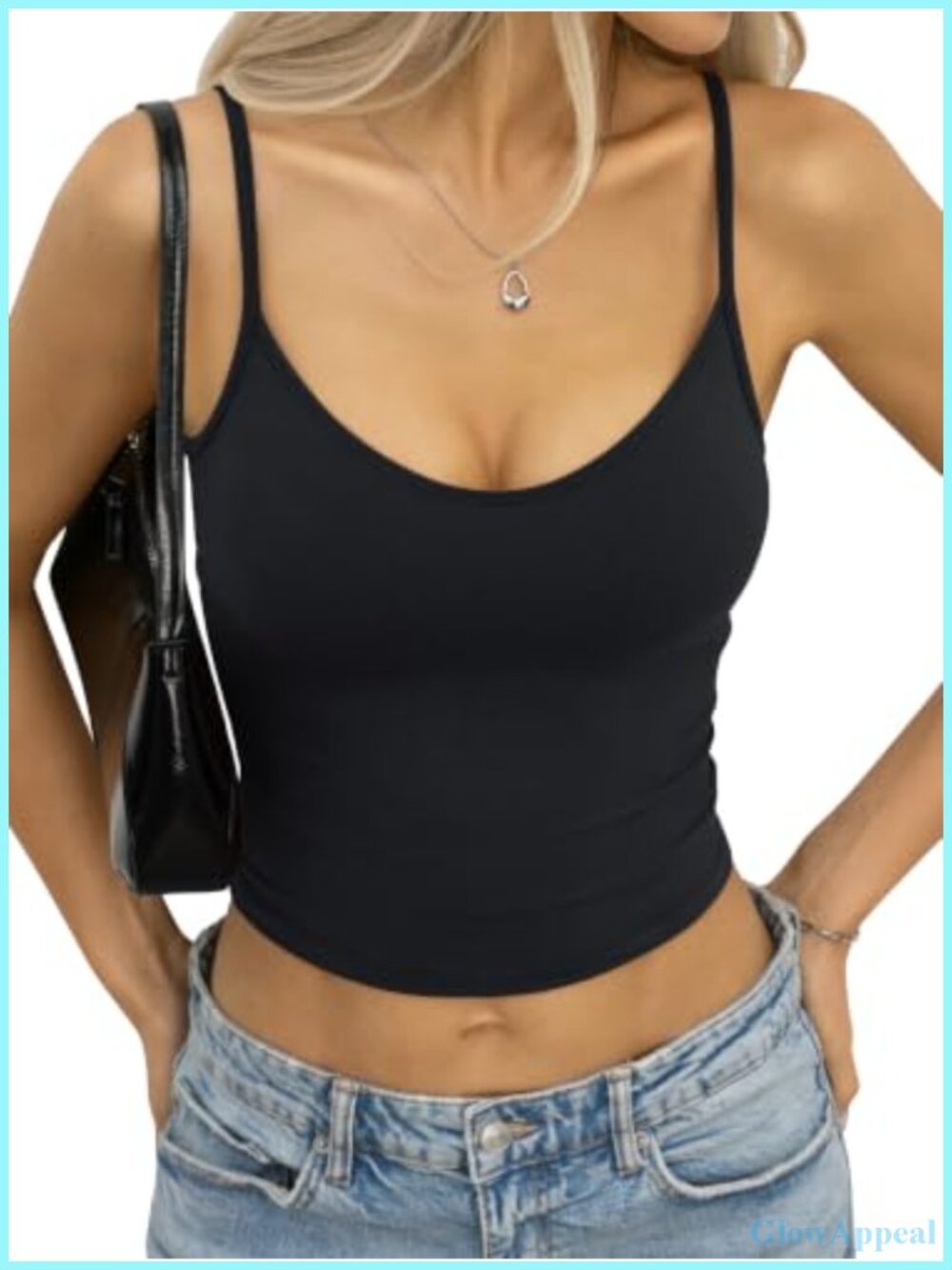 Womens Cotton Adjustable Spaghetti Strap Cropped Tank Top